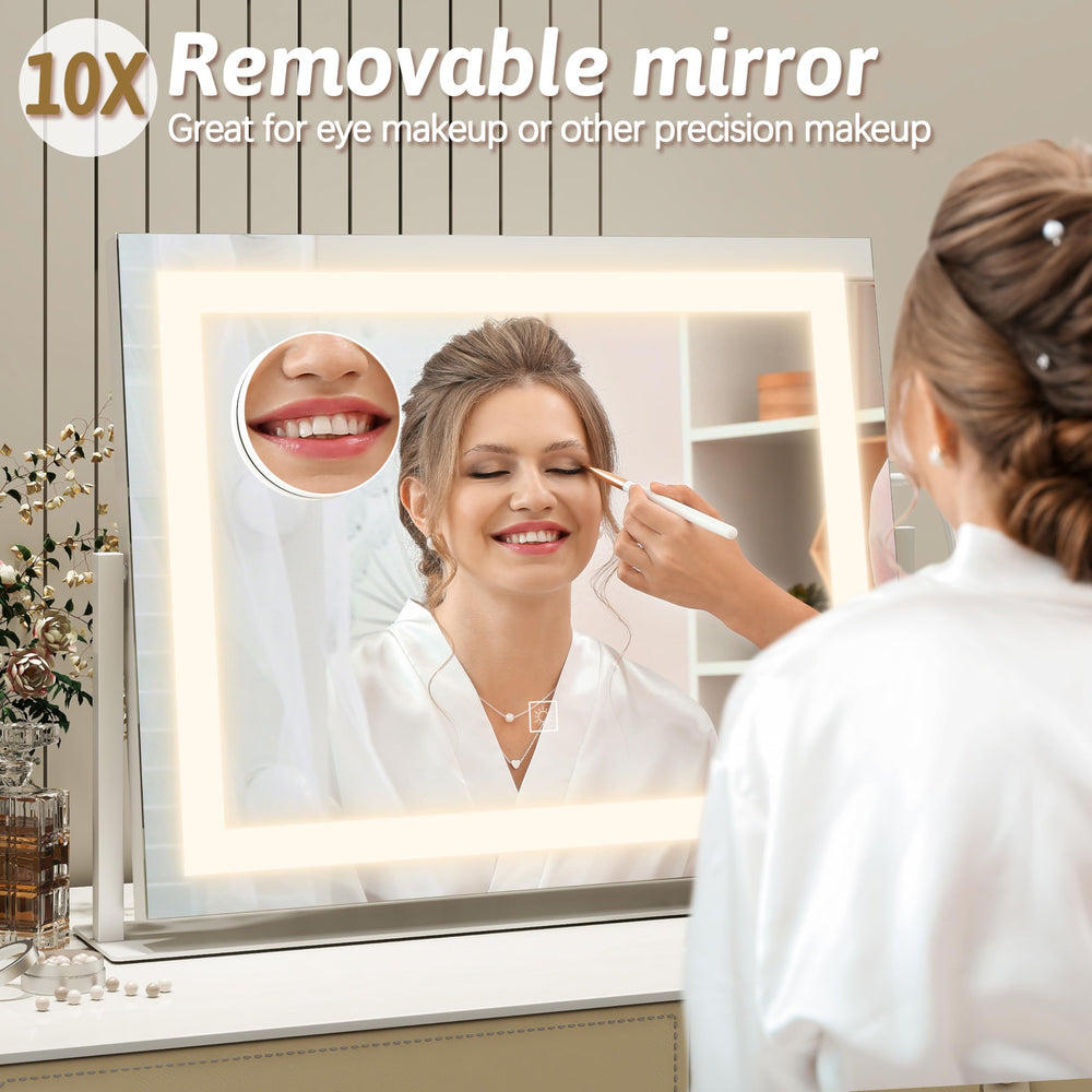 ROLOVE vanity mirror white finish suits dresser or bathroom spaces