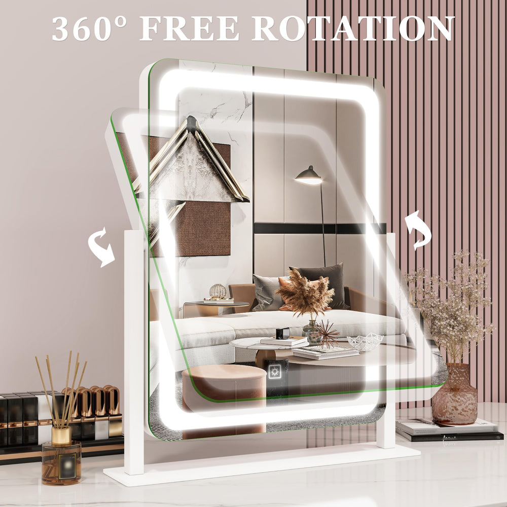 ROLOVE vanity mirror with lights aluminum frame highlights sturdy construction.