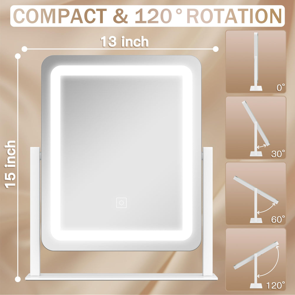 ROLOVE vanity mirror with lights on desk setup enhances precise makeup application.