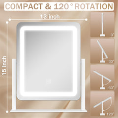 ROLOVE vanity mirror with lights on desk setup enhances precise makeup application.