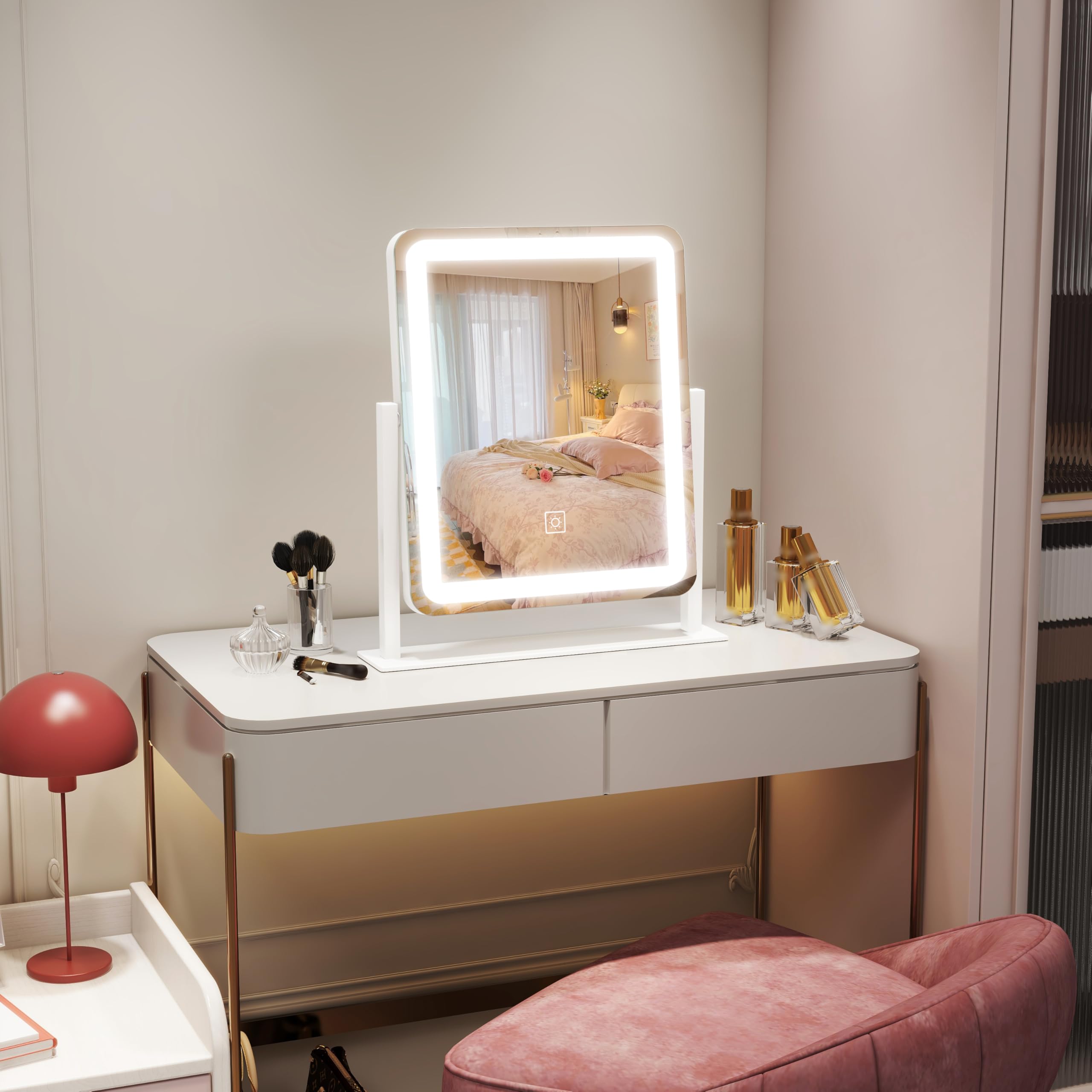 ROLOVE vanity mirror with lights smart touch control for effortless adjustments.