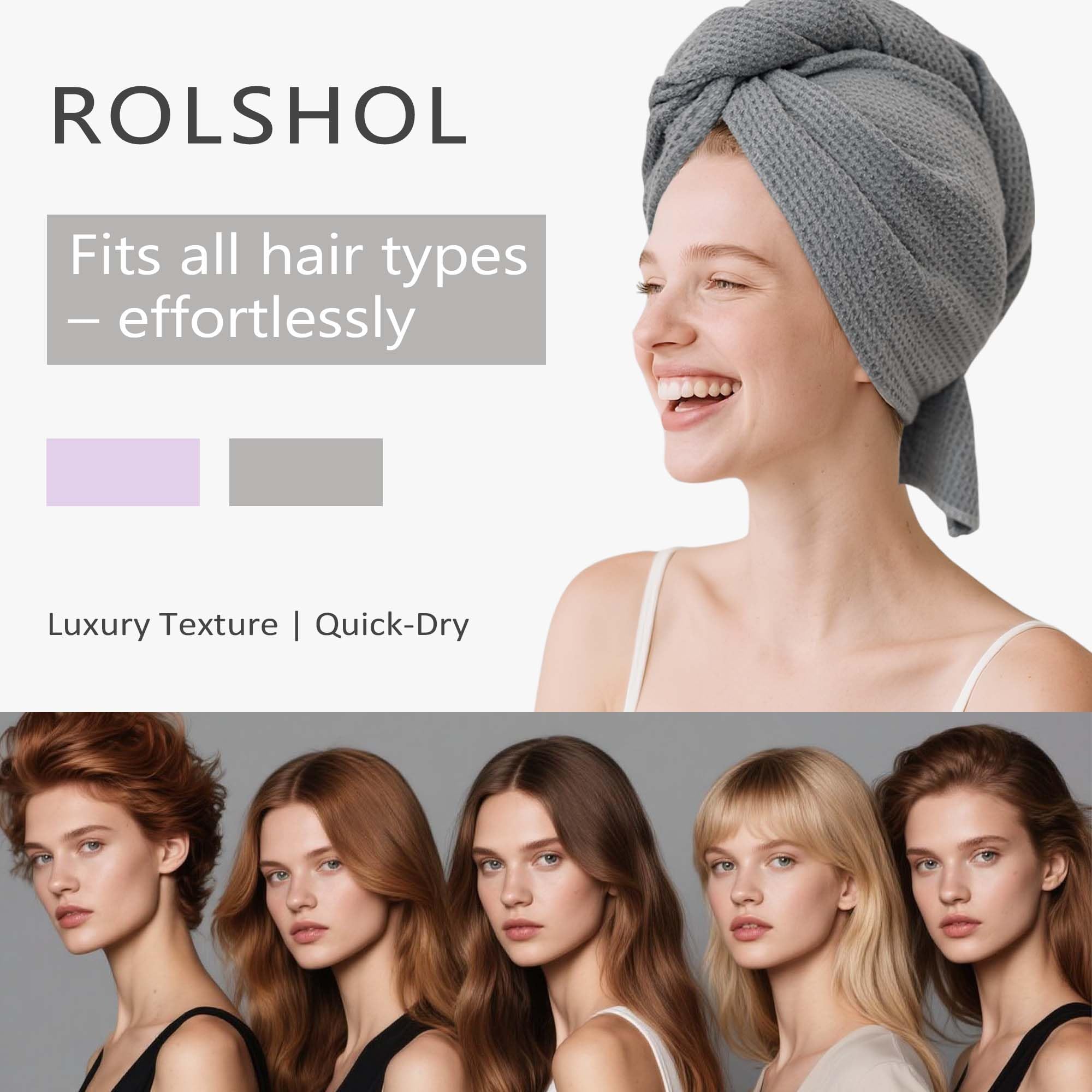 ROLSHOL quick-drying microfiber towel aids fast post-shower wrap.
