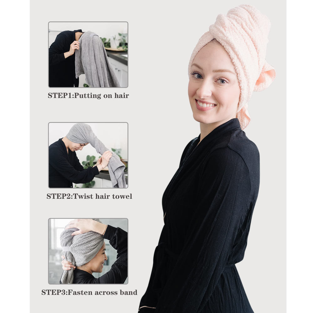 ROLSHOL two-pack large hair towels ideal for family use