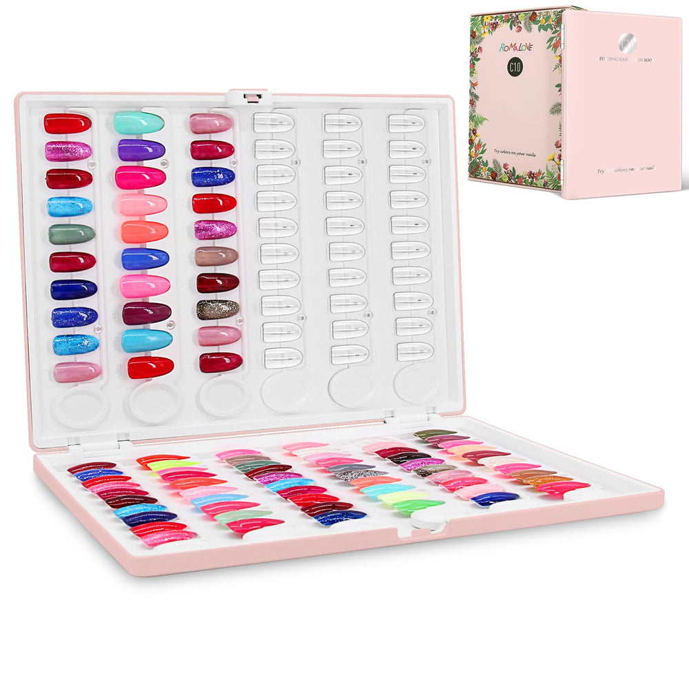 ROMALOVE nail display book front view shows organized swatches for easy color selection