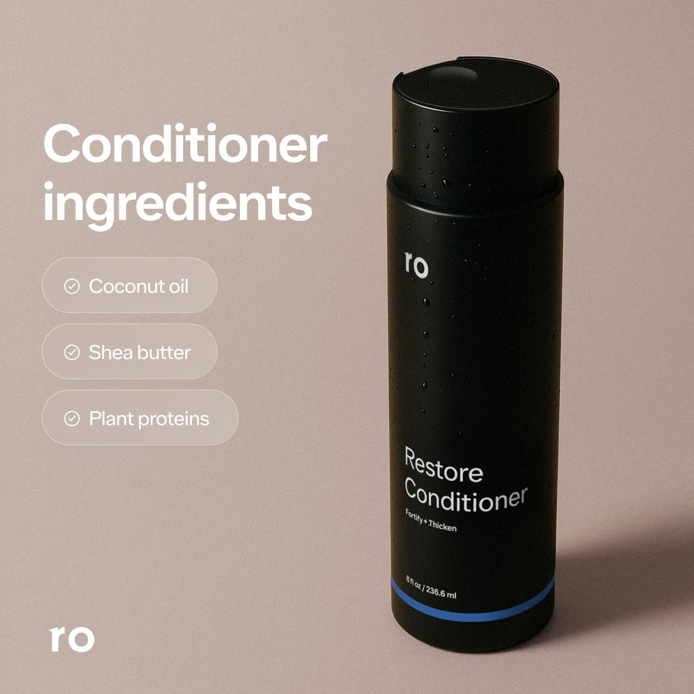 ROMAN Ro Restore Conditioner close-up features plant-based conditioning agents