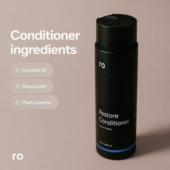 ROMAN Ro Restore Conditioner close-up features plant-based conditioning agents