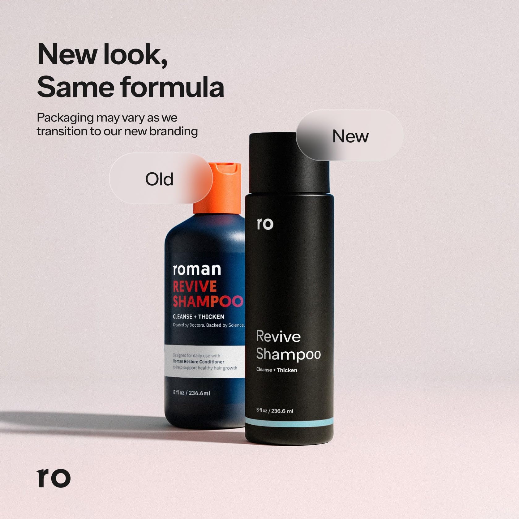 ROMAN Revive shampoo beside conditioner signals a complete fuller-hair routine.