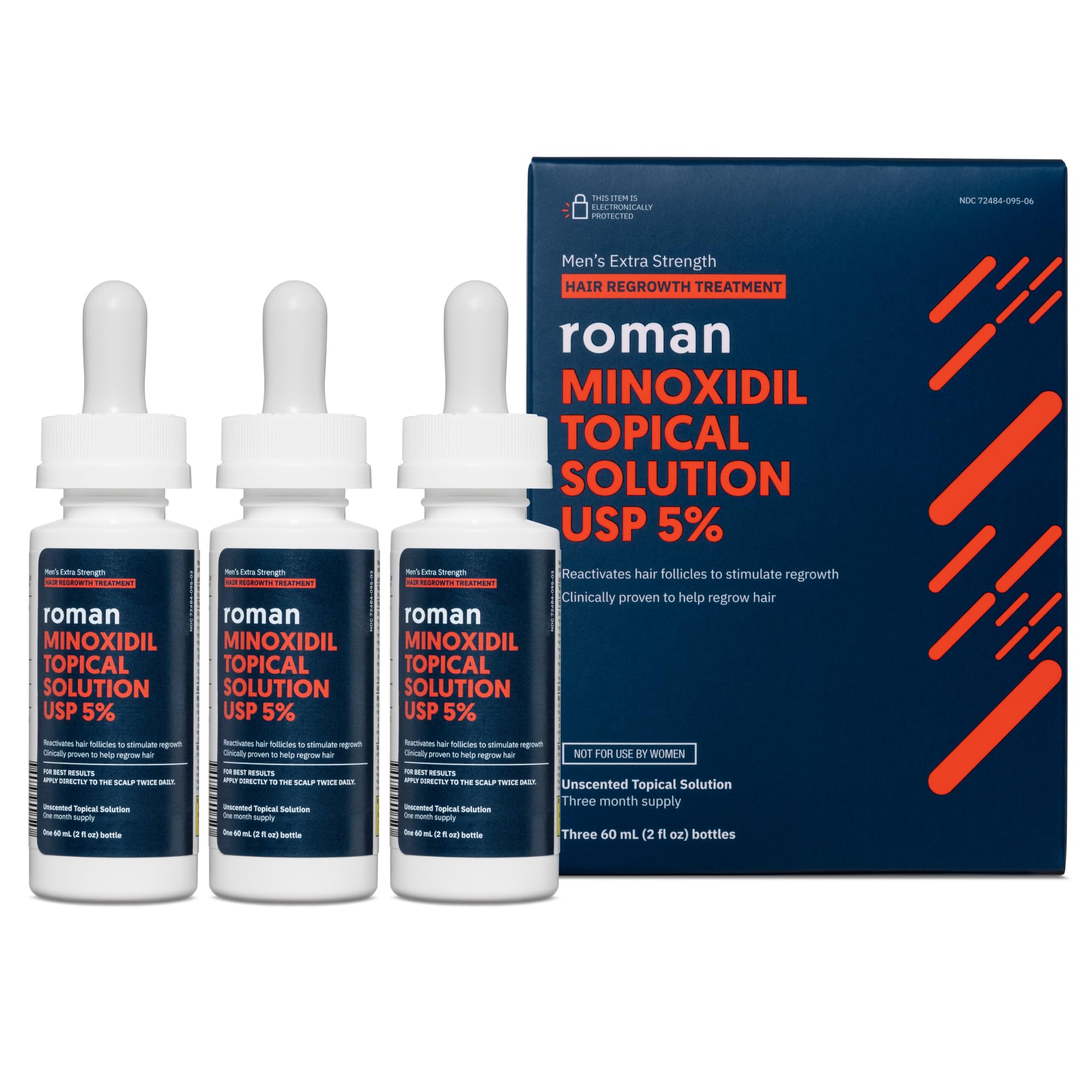 ROMAN minoxidil 5% bottle for at-home hair regrowth support.