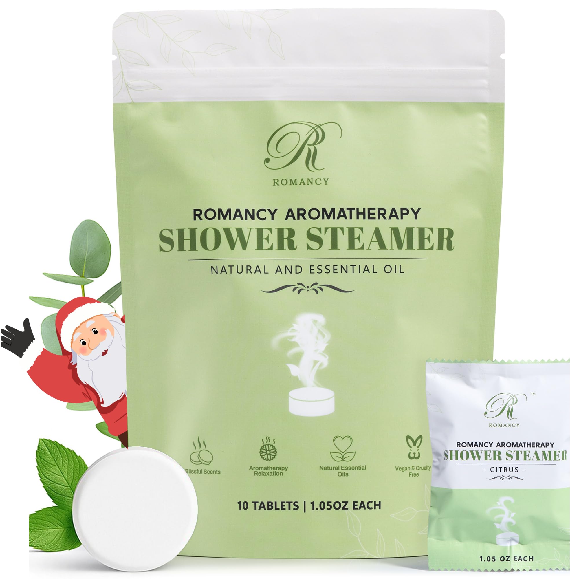 Romancy shower steamers gift-set box; spa-like aromatherapy for daily relaxation.
