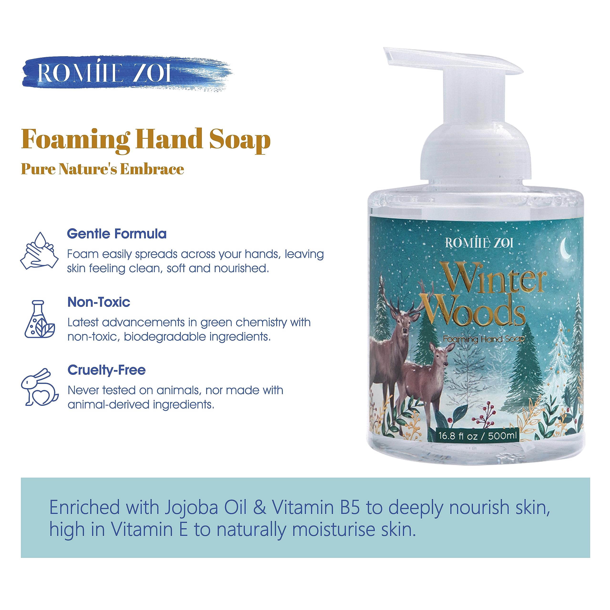 ROMIIE ZOI winter pine aroma evokes seasonal freshness during handwashing