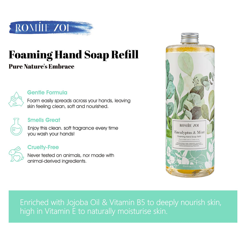 ROMIIE ZOI bottle pouring foam showing smooth, luxurious lather for cleansing