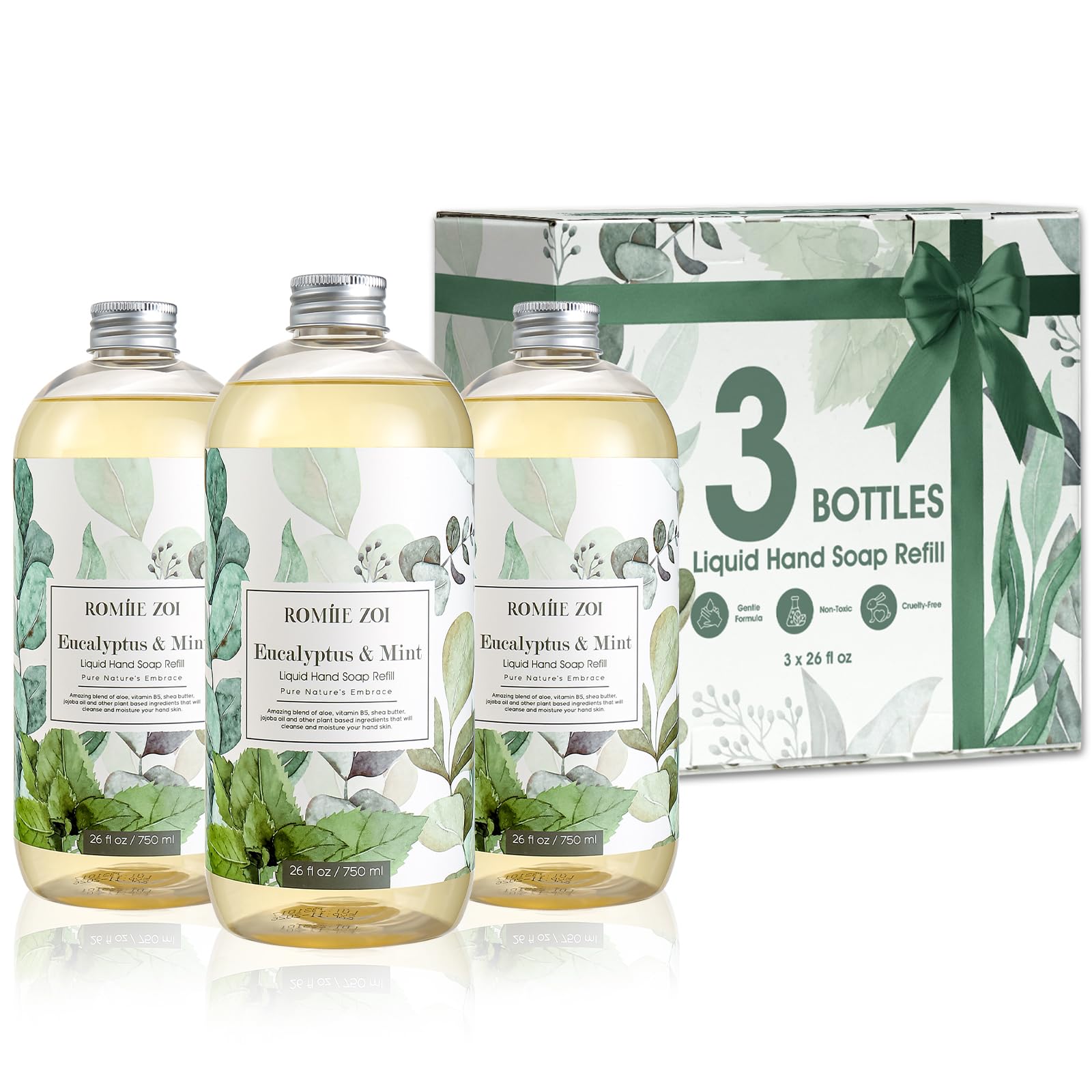 ROMIIE ZOI eucalyptus-mint hand soap refill front view for bulk stocking.