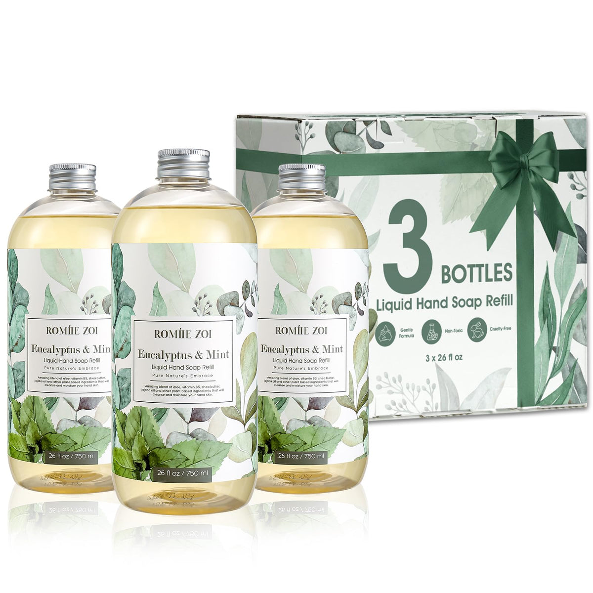 ROMIIE ZOI eucalyptus-mint hand soap refill front view for bulk stocking.