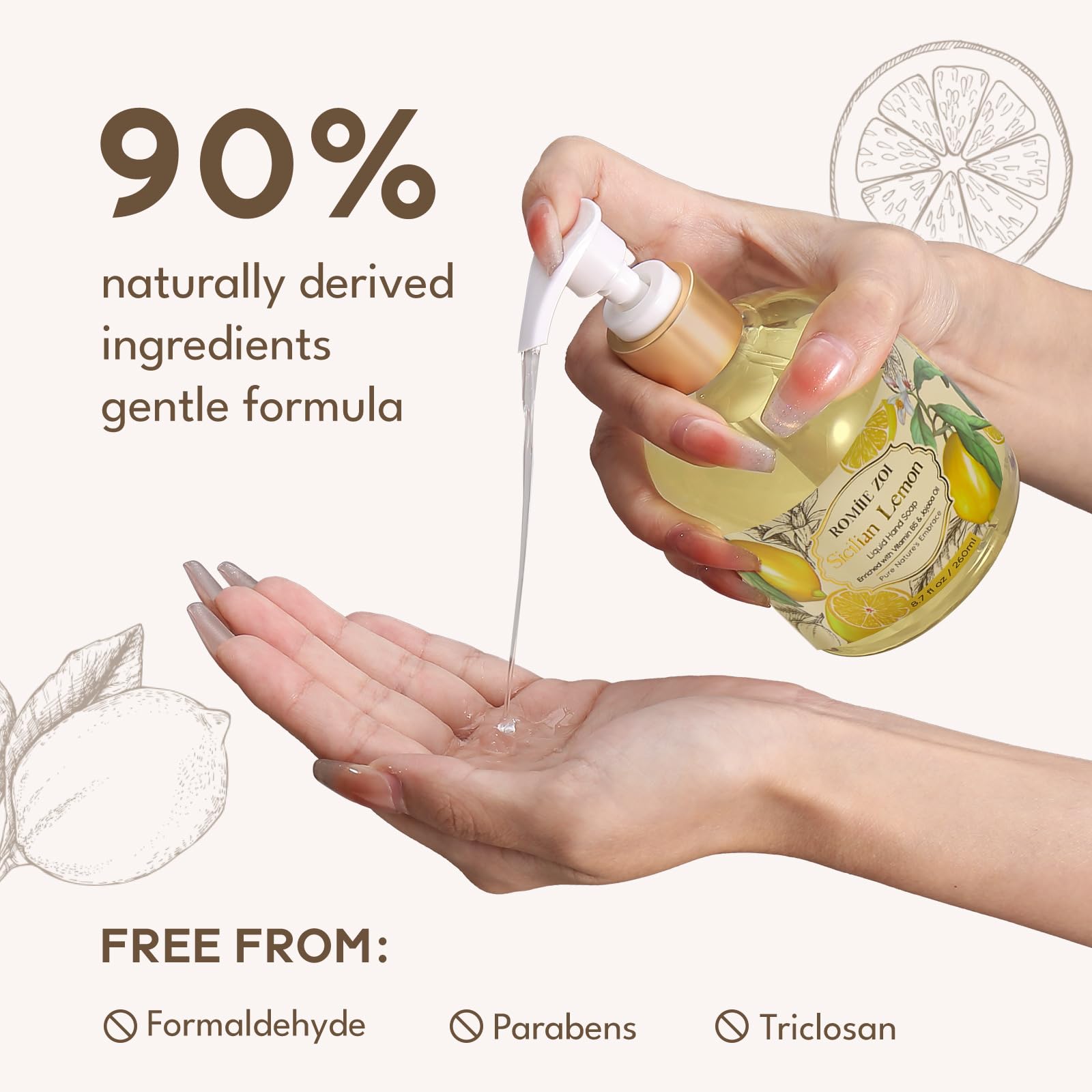 ROMIIE ZOI lemon scent refill pouring into dispenser