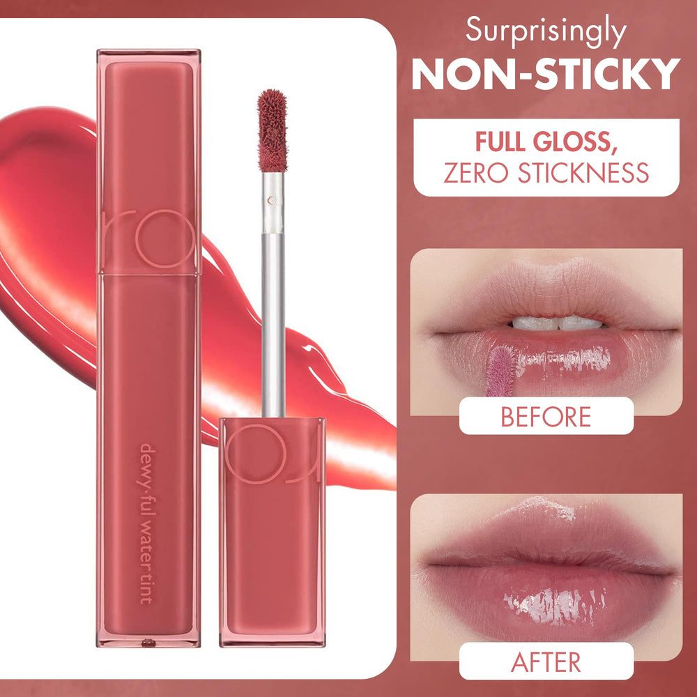 rom&nd DEWY·FUL Water Tint 04 Chili Up vibrant shade swatches