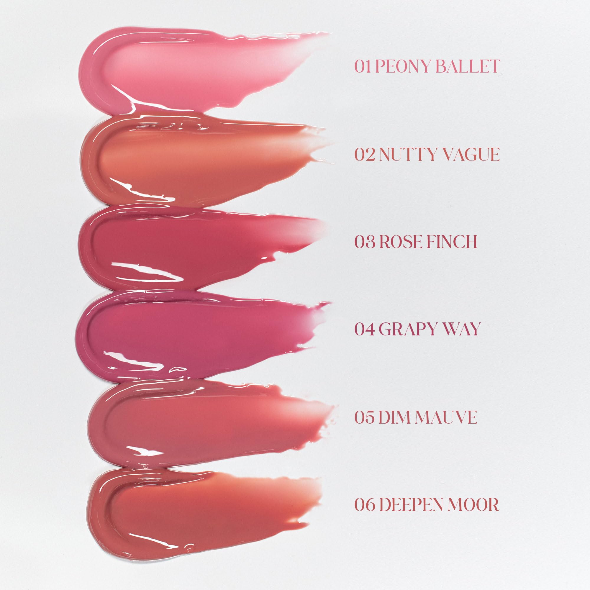 rom&nd Glasting Color Gloss 04 Grapy Way lip on tint layer for depth.