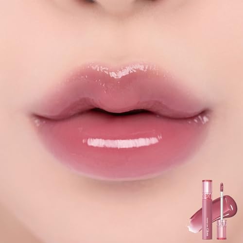 rom&nd Glasting Color Gloss 04 Grapy Way lip swatch reveals buildable pink tint.