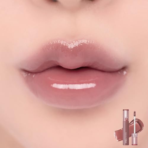 rom&nd Glasting Color Gloss 05 Dim Mauve applicator delivers precise, smooth lip application