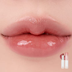 rom&nd Glasting Melting Balm Kaya Fig application closeup shows smooth glide.