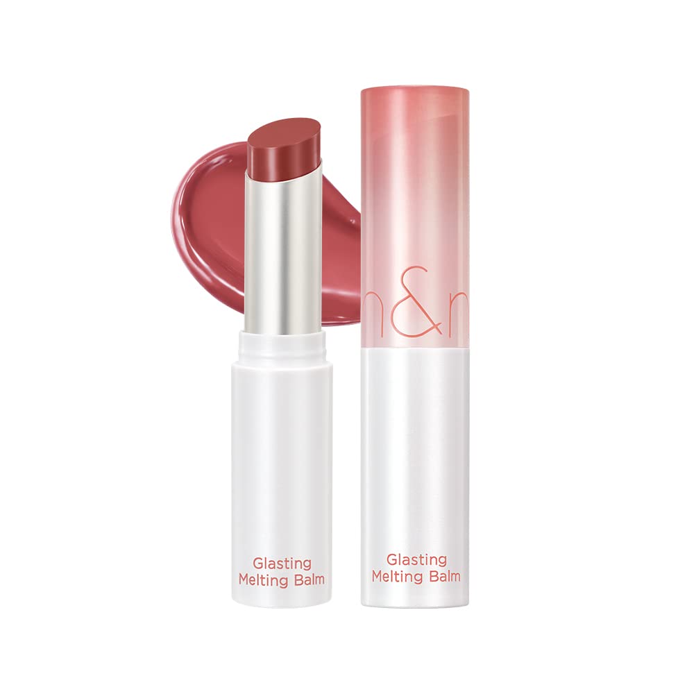 rom&nd Glasting Melting Balm Kaya Fig bottle with crystal water-gloss shine and hydration.