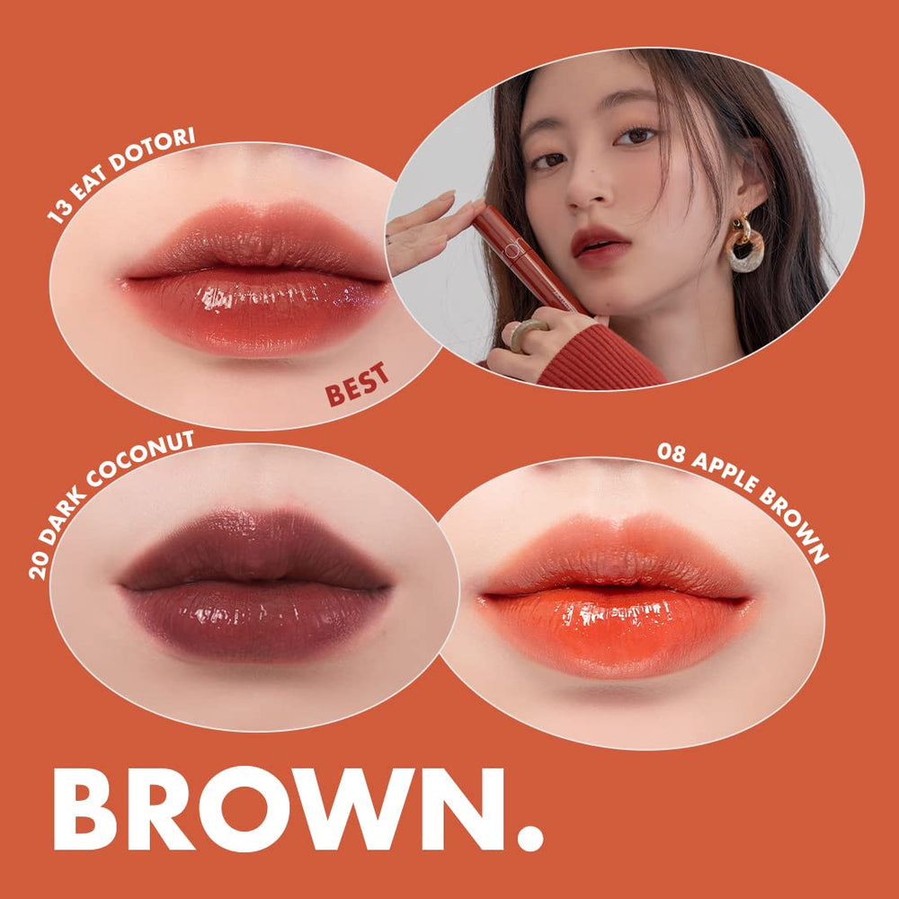 rom&nd Juicy Lasting Tint MLBB shade guide helps pick your perfect everyday lip.