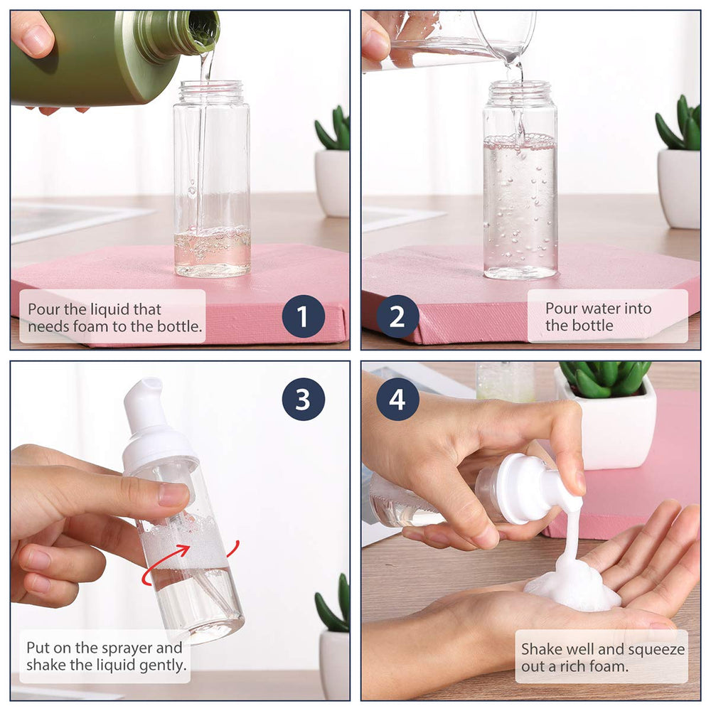 ROMROC foam bottle foam dispense captures smooth pumping for foaming hand wash and shampoos.