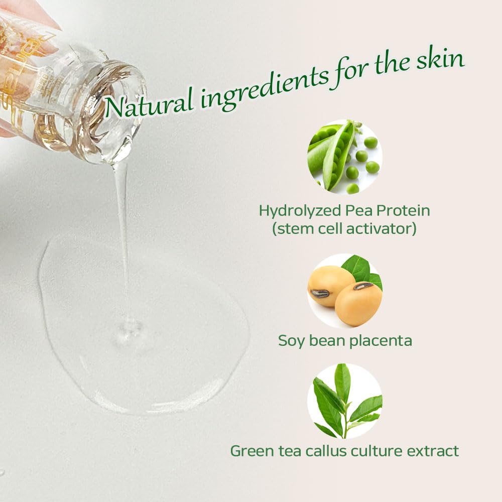 Ronas Stem Cell Solution ampoules bottle closeup reveals a sleek vial for targeted hydration.