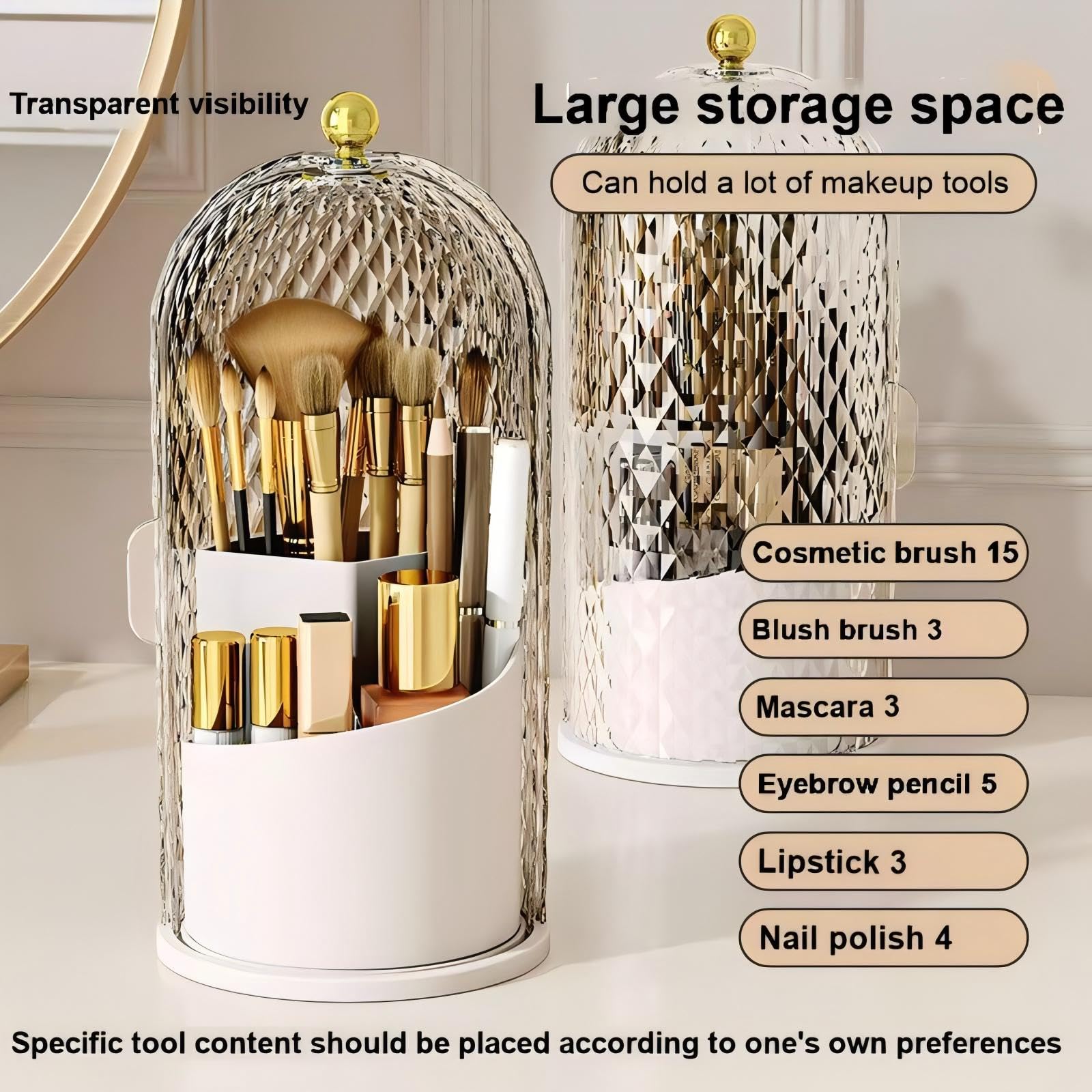 RONGZHIERK durable makeup storage box stays sturdy on countertops for daily use.