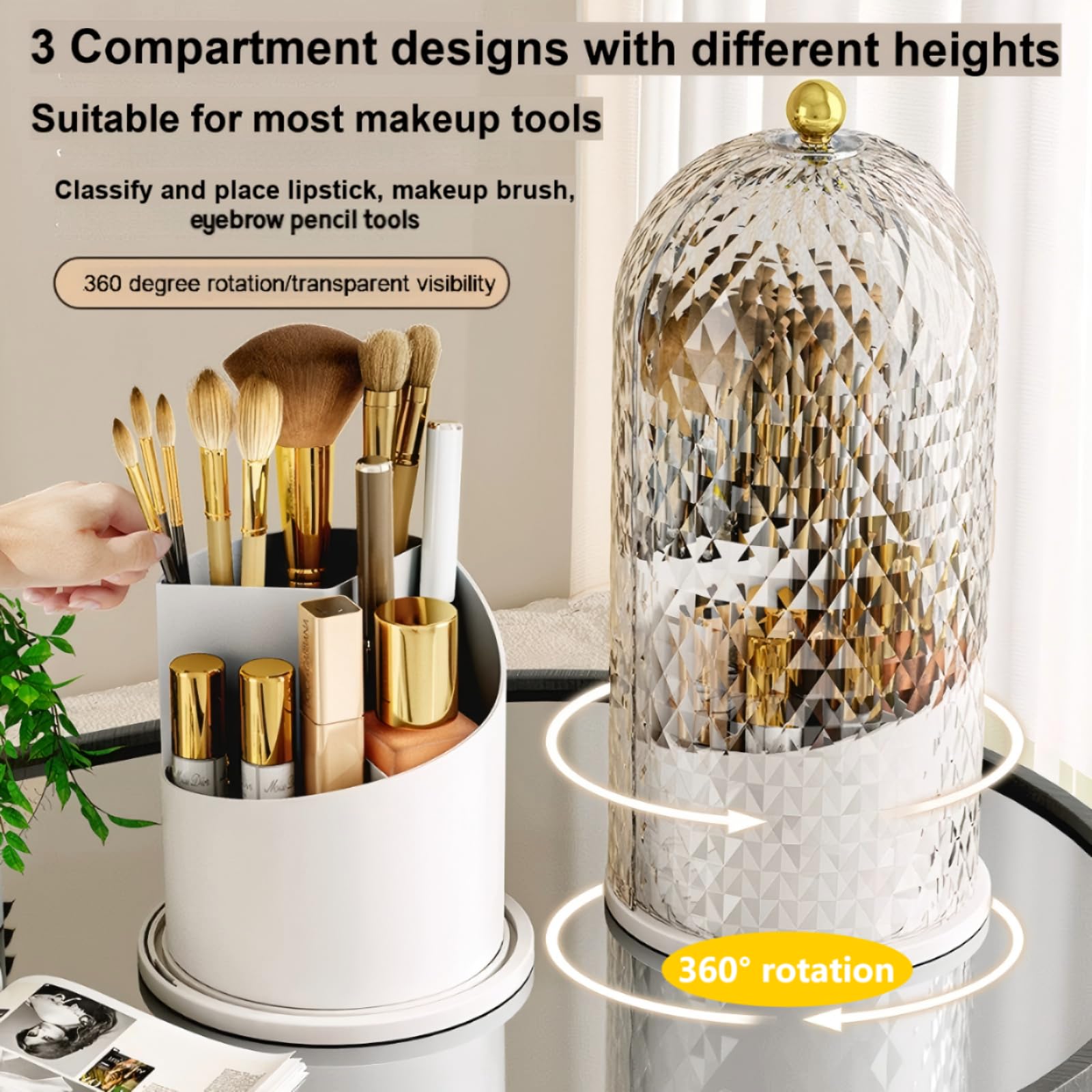 RONGZHIERK dustproof lid keeps cosmetics clean in humid bathrooms.