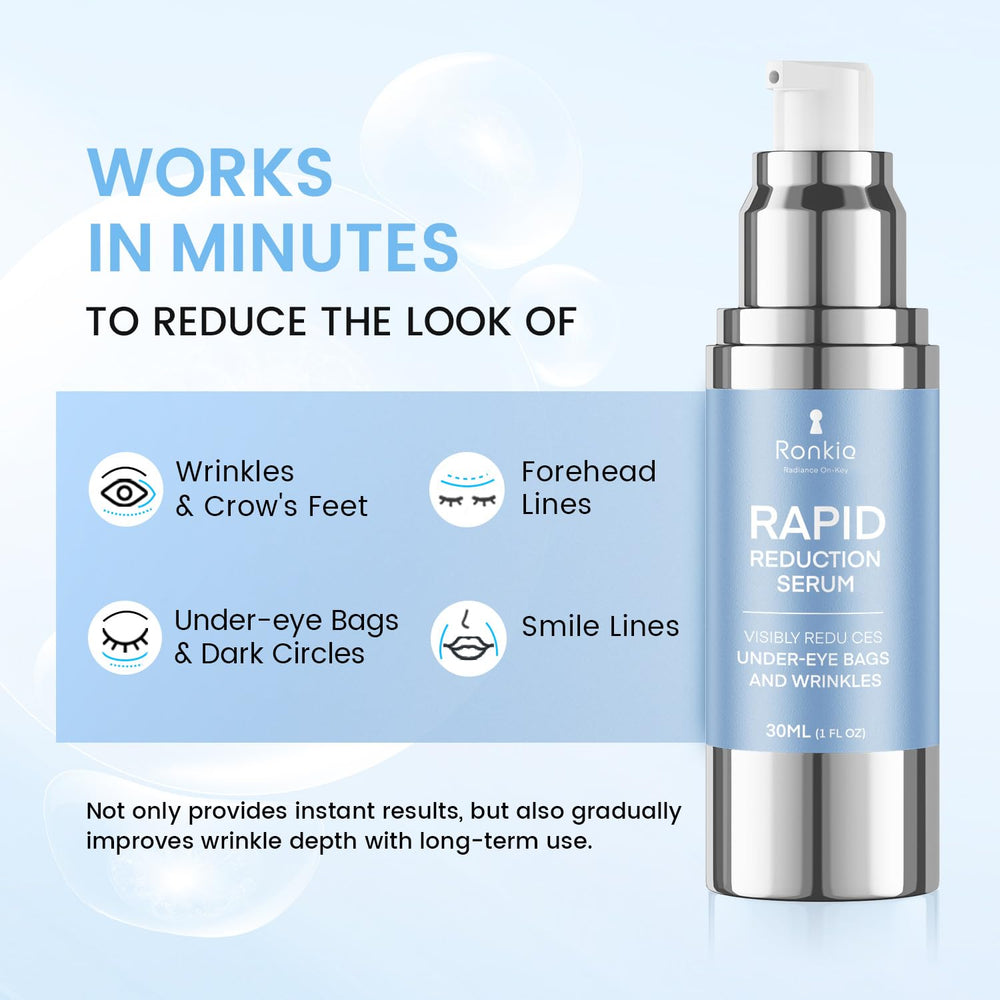 RONKIE Instant Eye Lift dispenses from pump, convenient for quick routines.