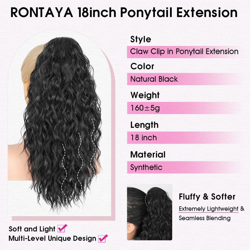RONTAYA multi-layered fluffy 18in ponytail adds fuller, realistic length