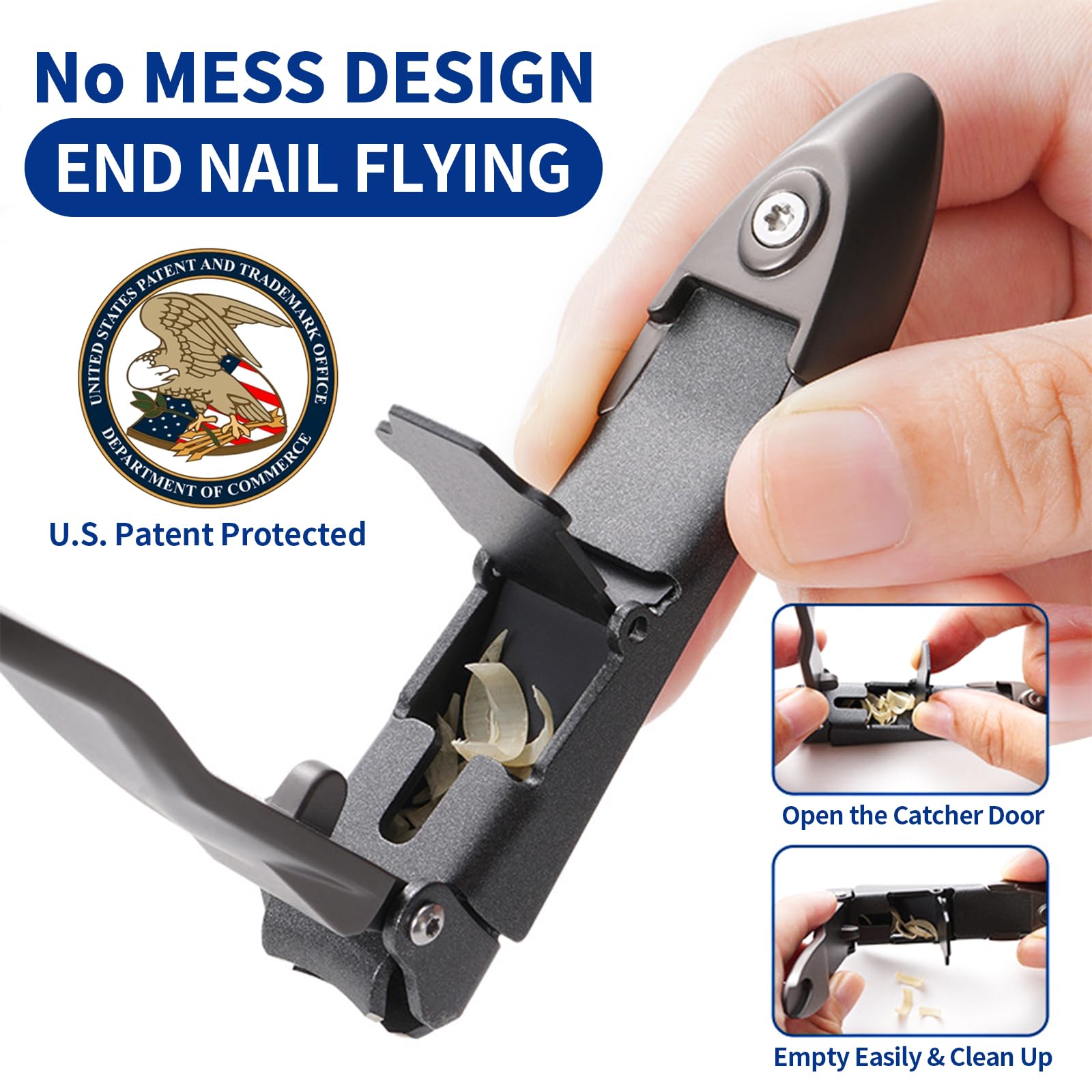 ROOOG patented catcher in action demonstrates effortless clipping with minimal cleanup.