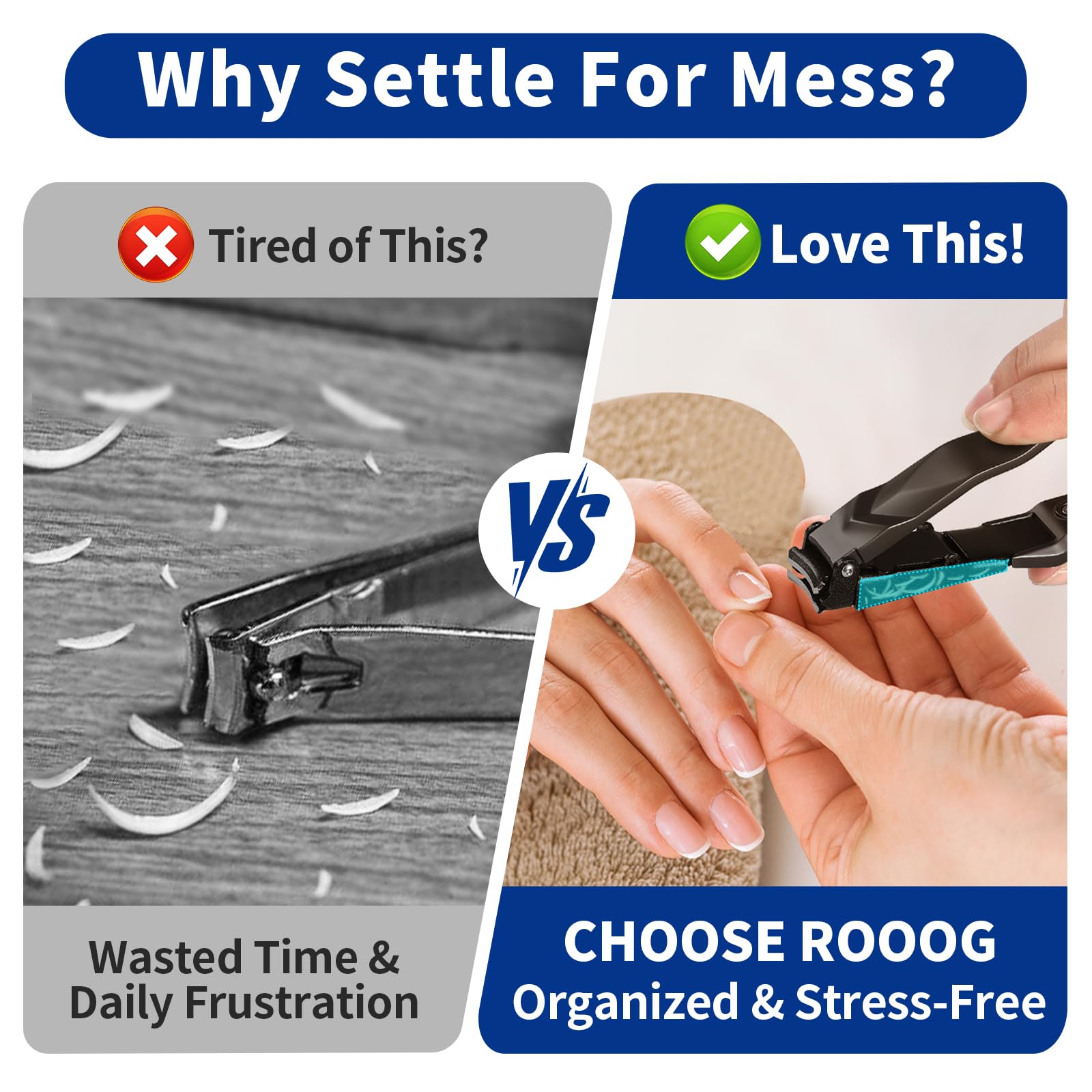 ROOOG Ultra Sharp blades closeup highlights professional-grade precision for smooth edges