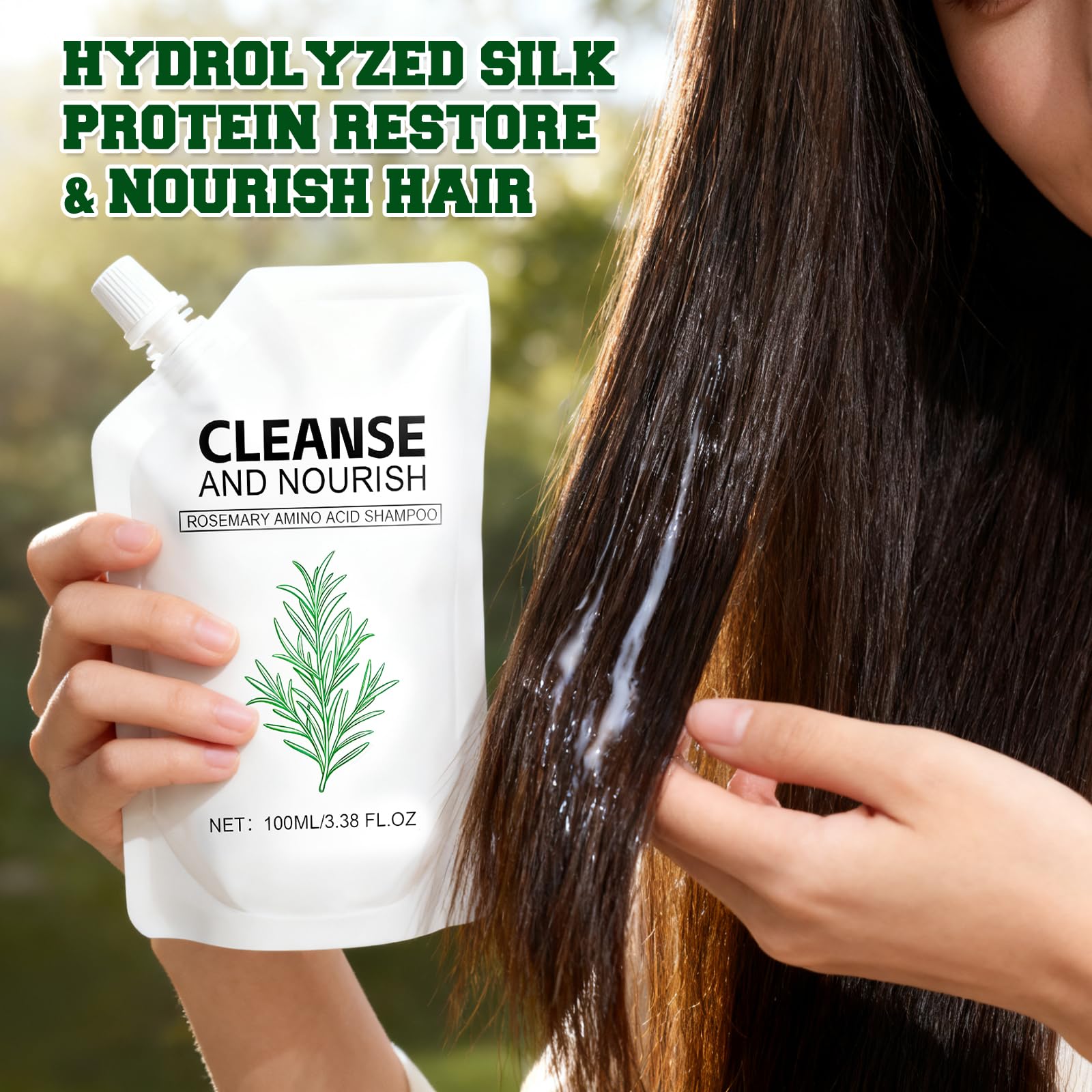 rooroopet rosemary amino acid shampoo lather-foam demonstrates cleansing action plus gentle scalp care