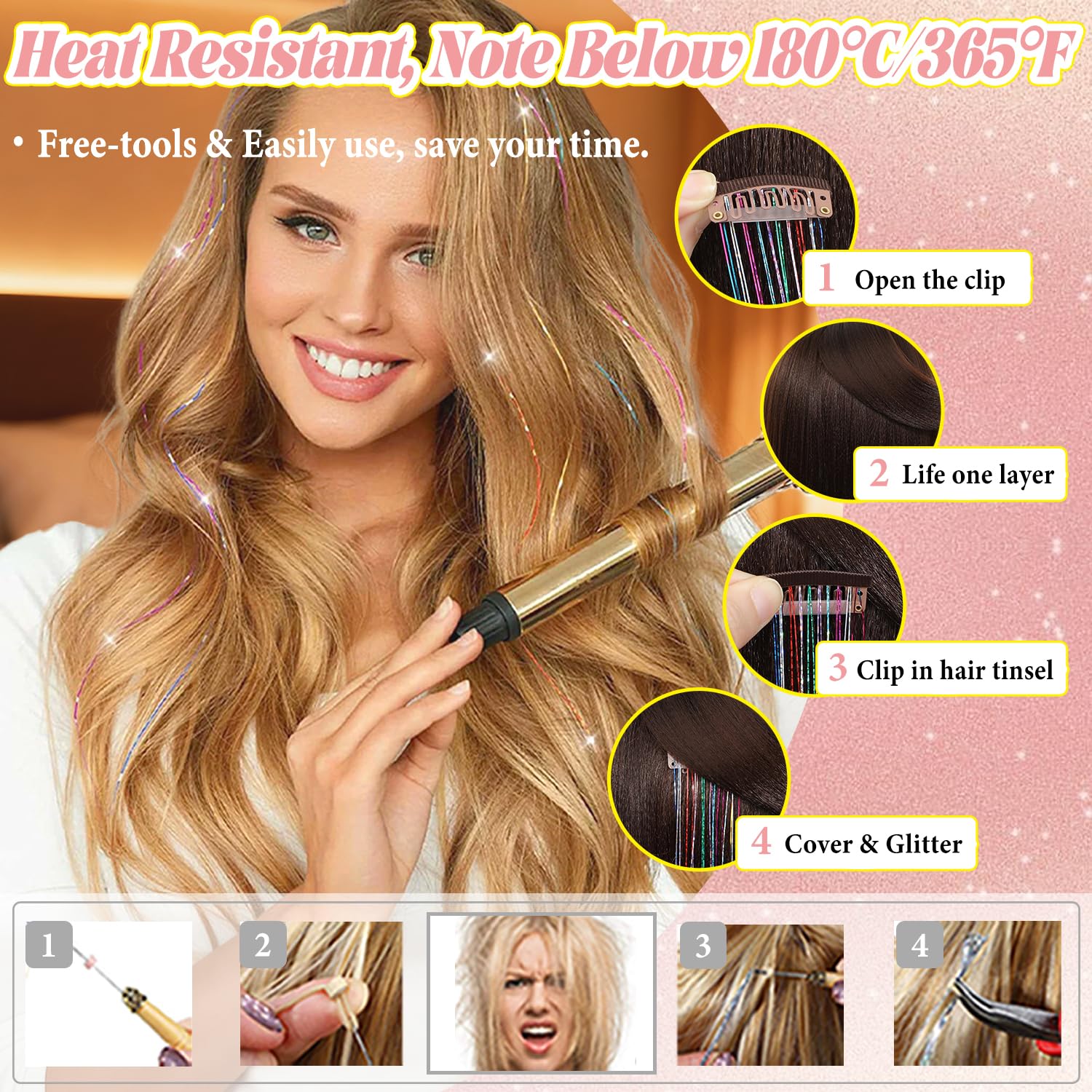 Rootoo hair tinsel kit includes 12 pieces for versatile styles.