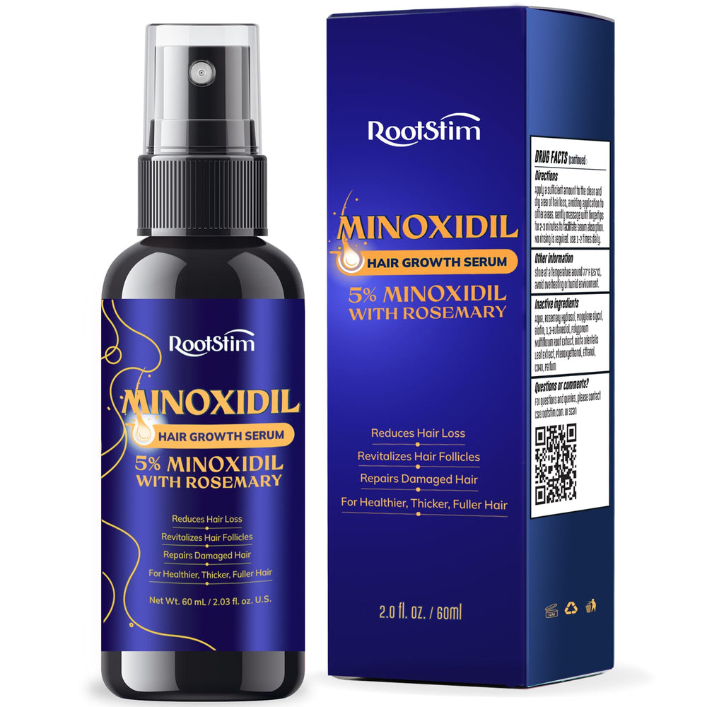 RootStim 5% Minoxidil bottle ready for targeted thinning hair support