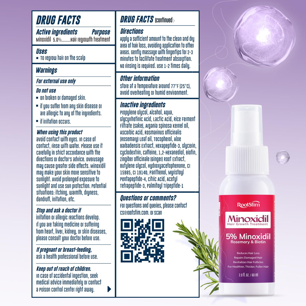 RootStim 60ml bottle packaging label for product size reference.