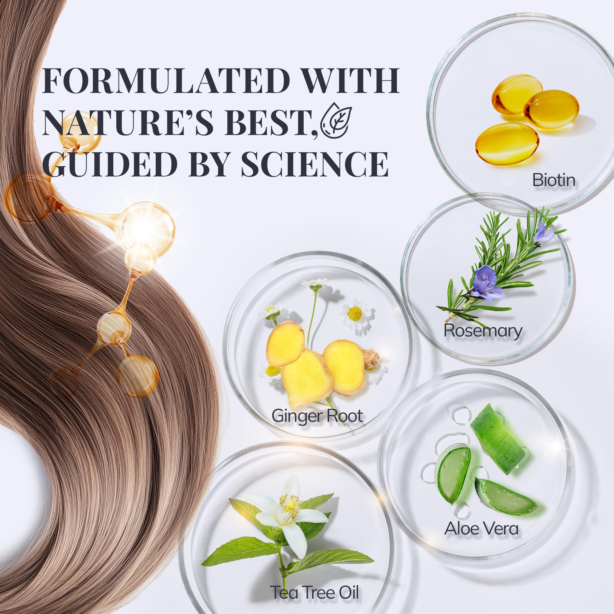 RootStim Biotin-Rosemary Shampoo ingredients—biotin, rosemary and saw palmetto support hair health.
