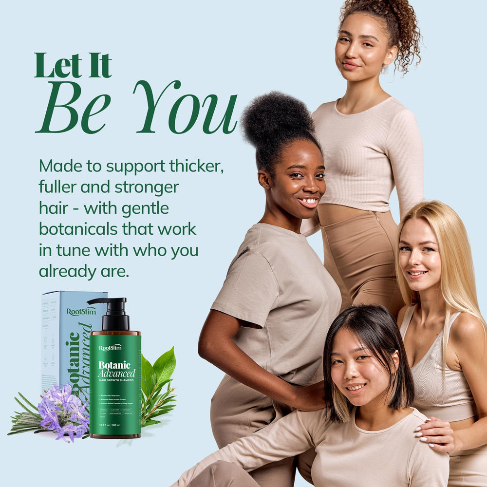 RootStim family-friendly-haircare setup conveys safe, versatile shampoo suitable for men and women.