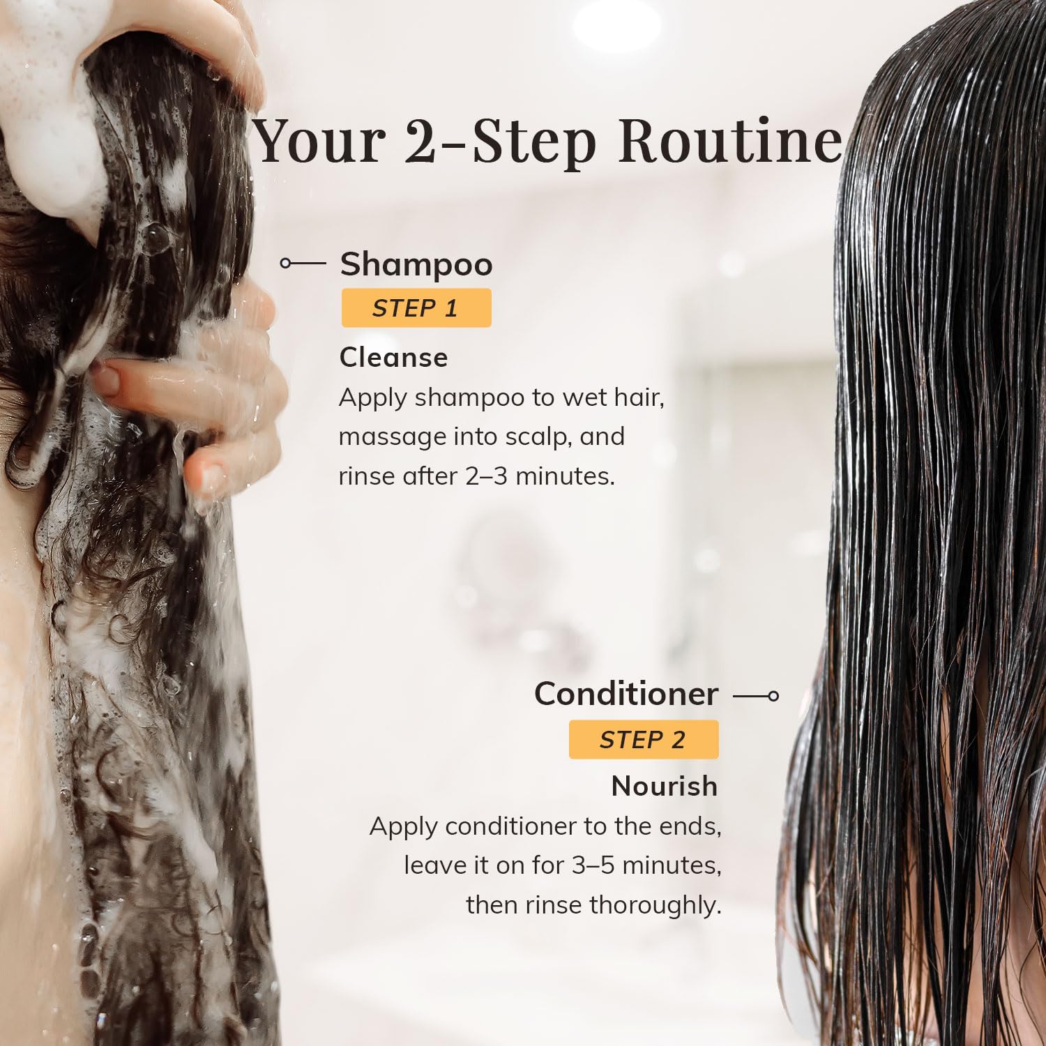 RootStim hair texture closeup shows healthy shine and thickness.