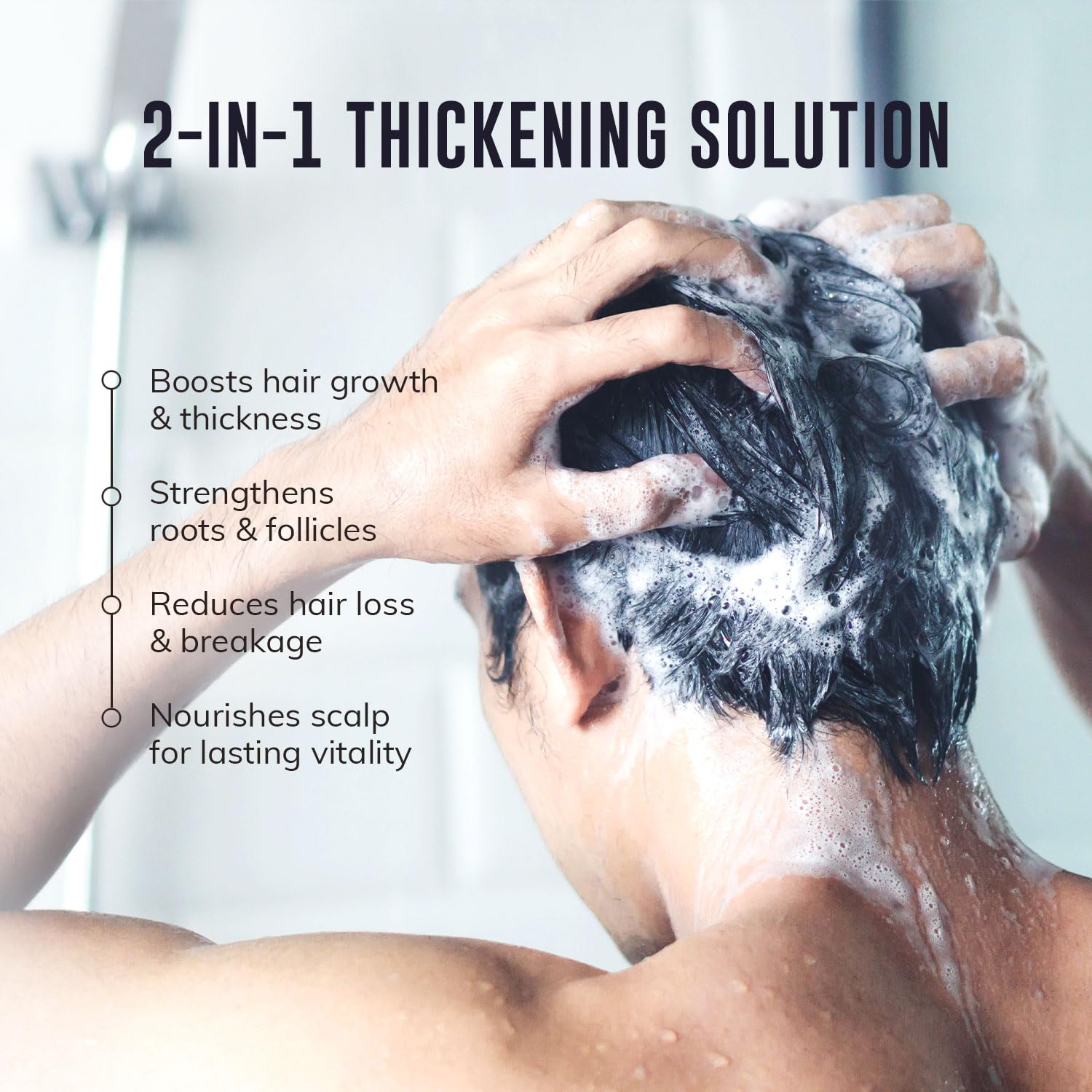 RootStim Saw Palmetto DHT-blocker graphic highlights thinning support.