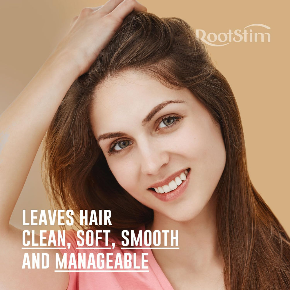 RootStim scalp-closeup demonstrates a calm, balanced-looking scalp after washing.
