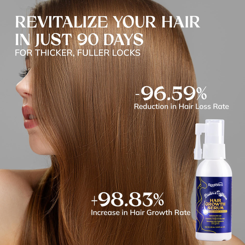 RootStim Seven Herbal Extracts blend indicates natural nourishment for hair health.