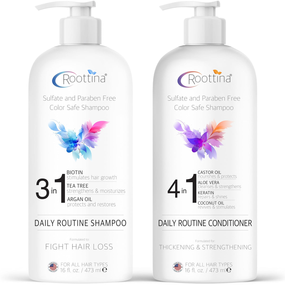 Roottina Daily Routine Shampoo bottle for thinning hair with gentle cleanse