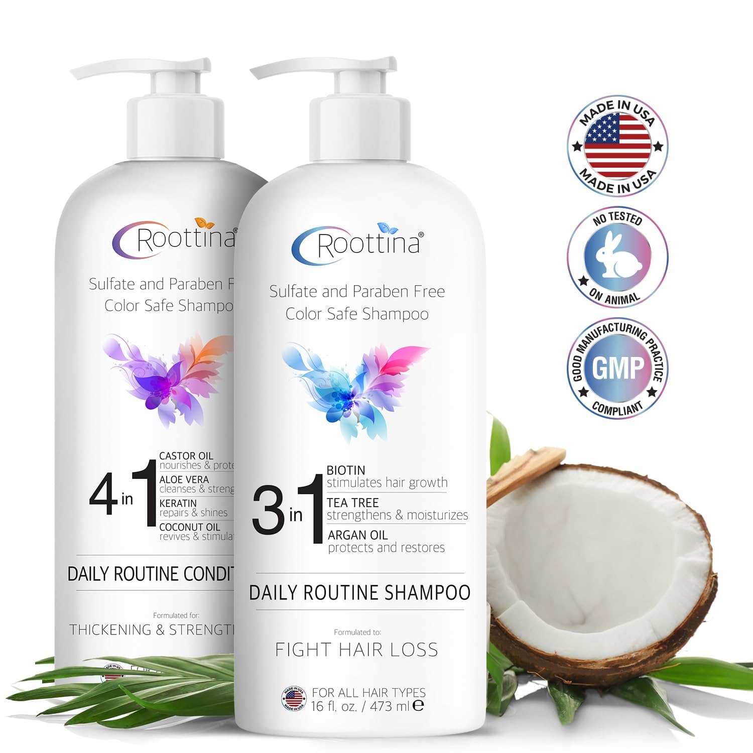 Roottina system after use showing silky, manageable hair finish