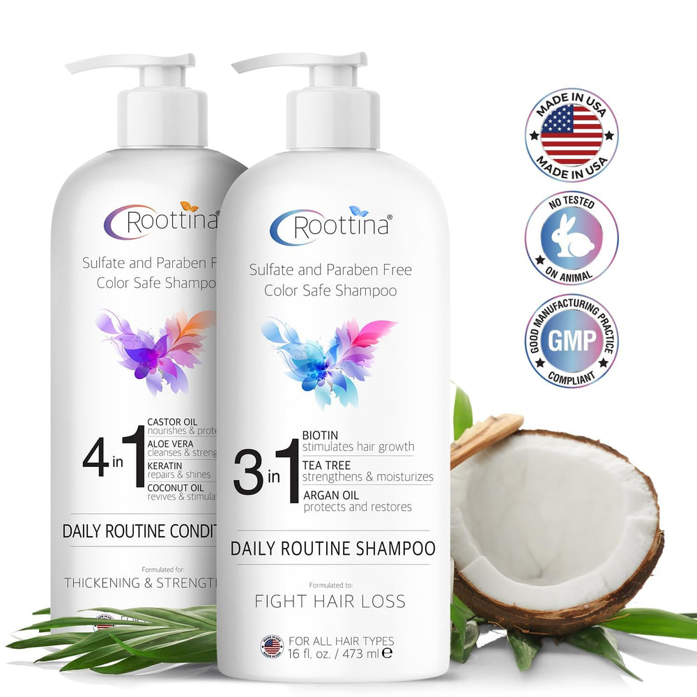 Roottina system after use showing silky, manageable hair finish