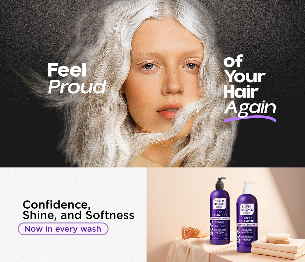 Roottina Silver Shine ingredients visual features purple rice extract for vibrant, brass-reducing tone.