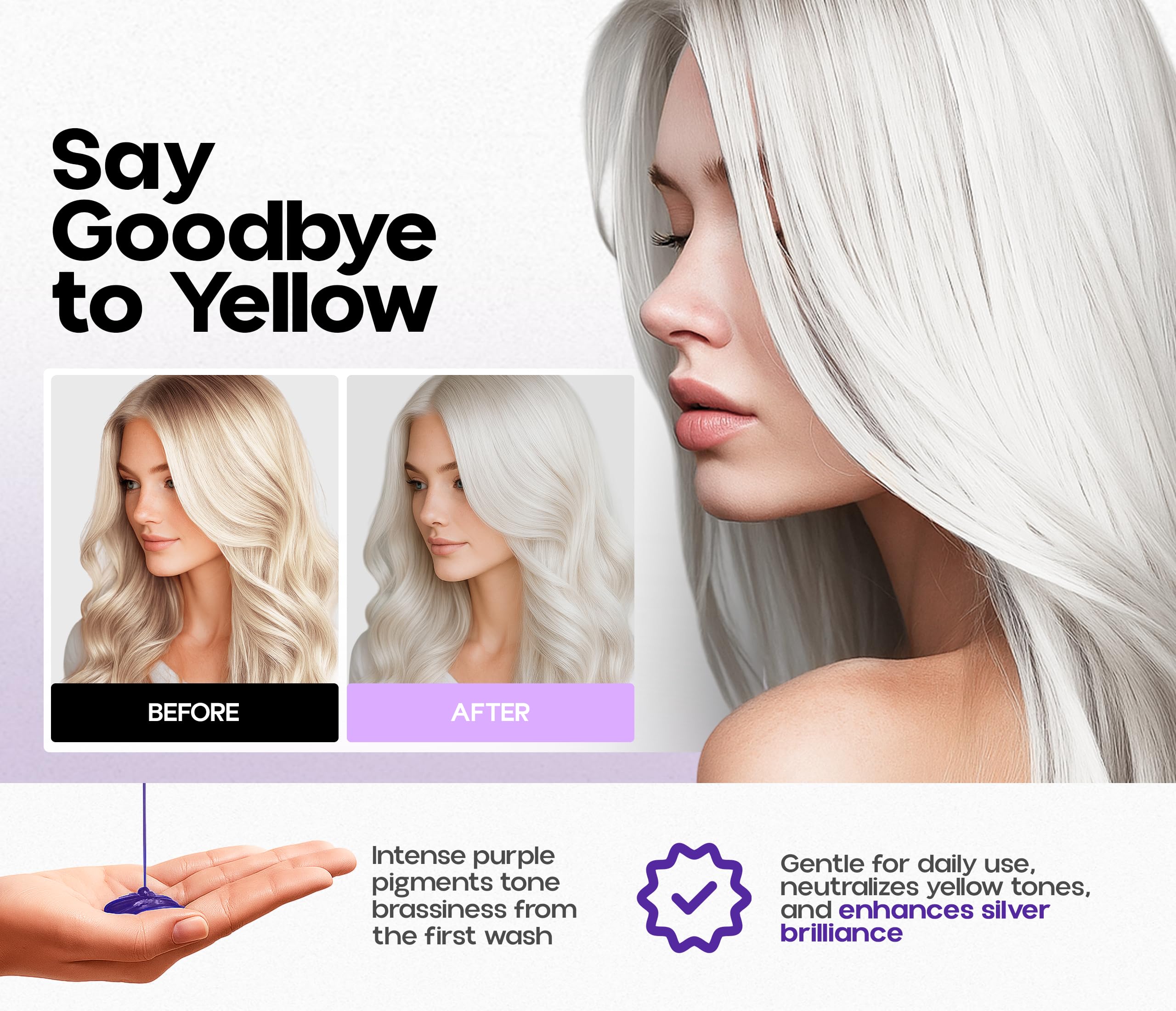 Roottina Silver Shine packaging shot communicates USA-made, sulfate-free care in a complete duo.
