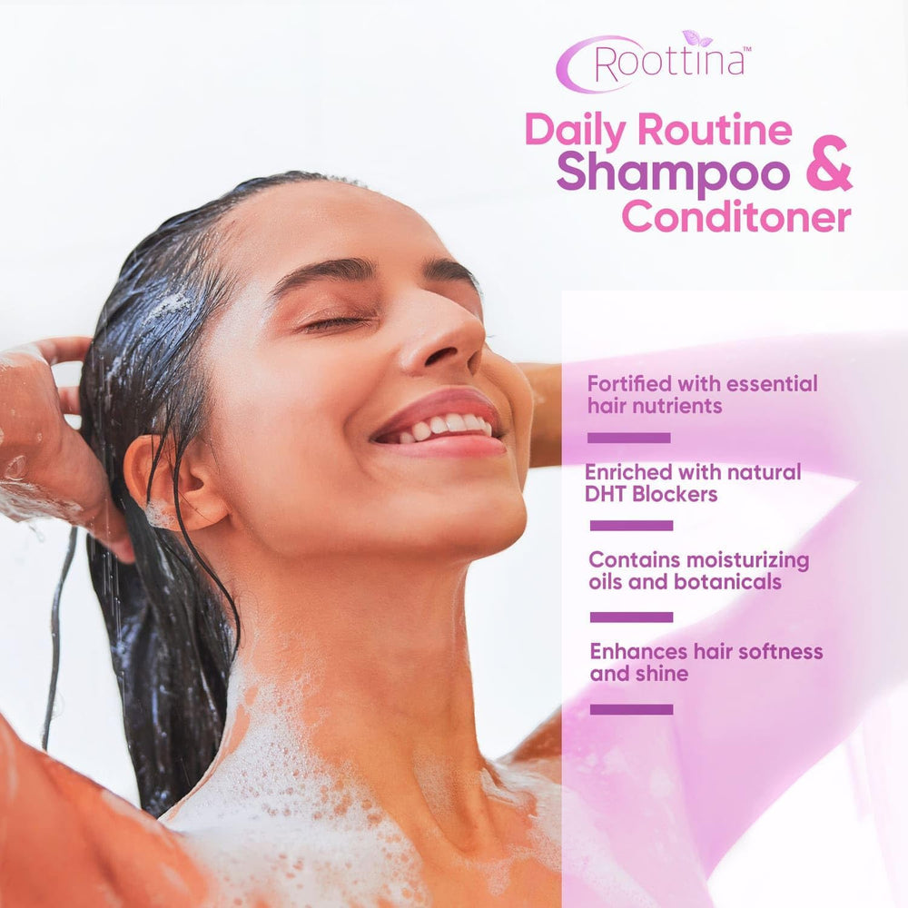 Roottina Tea Tree and Argan Oil shampoo close-up for scalp refreshment