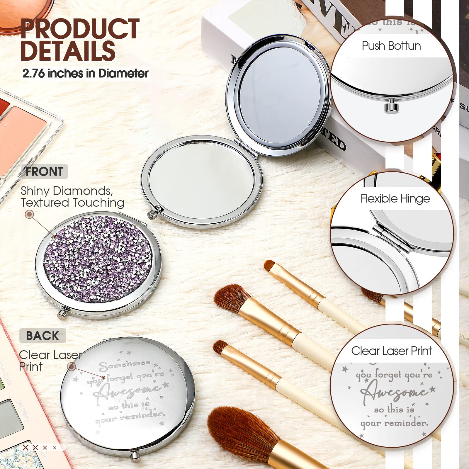 Roowest compact mirror in bag pocket lightweight and portable for travel